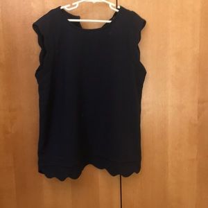 Navy monteau girl scallop top